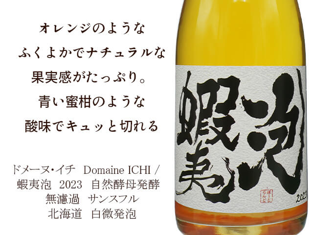 ドメーヌ・イチ　Domaine ICHI / 蝦夷泡（えぞあわ）　2023　自然酵母発酵　無濾過　サンスフル（テキスト付）