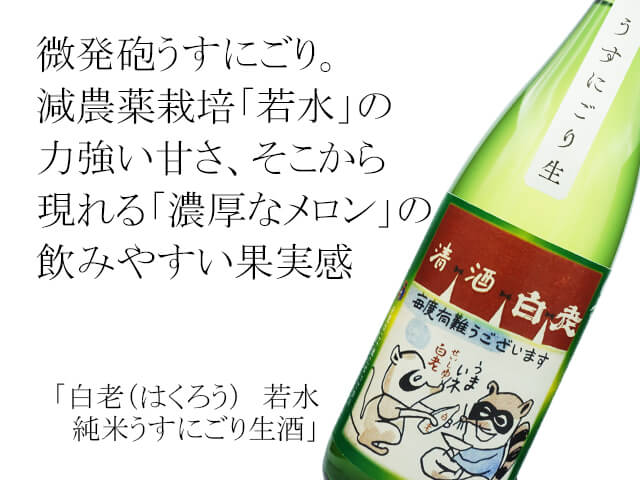 白老（はくろう） 若水 純米うすにごり生酒 720ml