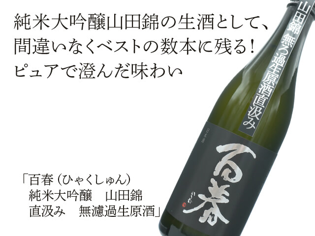 百春（ひゃくしゅん）　純米大吟醸　山田錦　直汲み　無濾過生原酒（テキスト付）