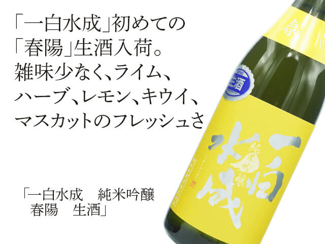 一白水成（いっぱくすいせい）　純米吟醸　春陽　生酒（テキスト付）