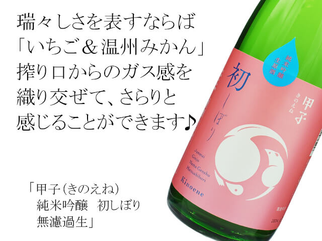 甲子（きのえね）　純米吟醸　初しぼり　無濾過生（テキスト付）