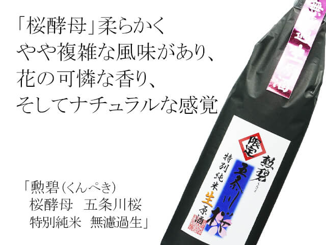 五条 勲碧(くんぺき)純米吟醸 桜酵母 五条川桜 無濾過原酒 木枡付