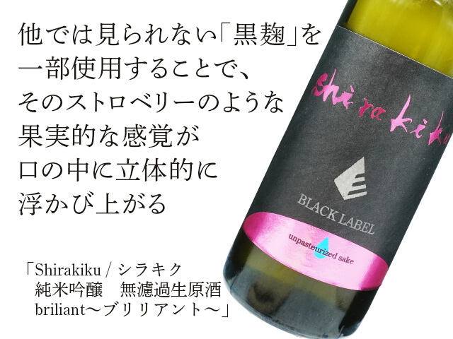 Shirakiku / シラキク　純米吟醸　無濾過生原酒　briliant～ブリリアント～（テキスト付）