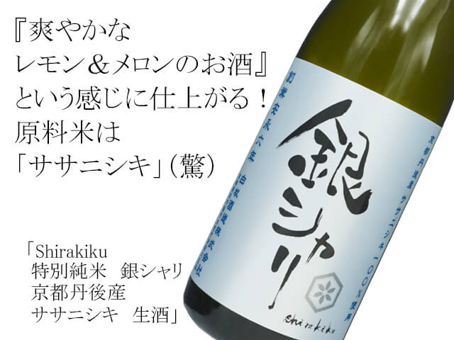 Shirakiku 特別純米　銀シャリ　京都丹後産ササニシキ　生酒（テキスト付）