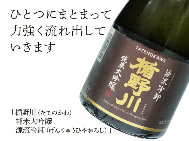 楯野川（たてのかわ）　純米大吟醸　源流　冷卸（げんりゅうひやおろし）（テキスト付）
